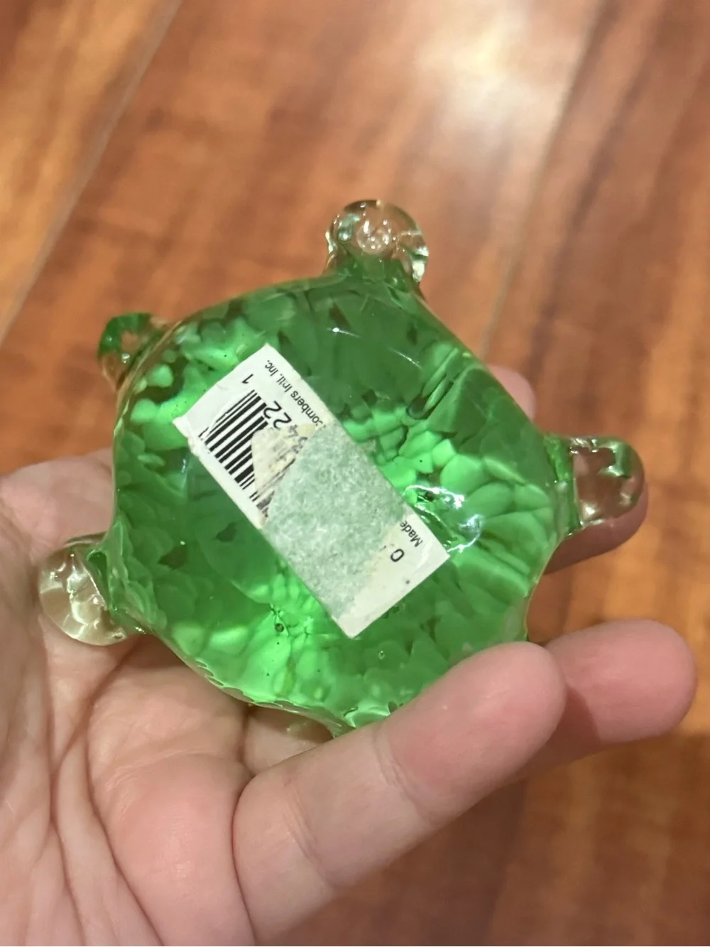 Hand-Blown Glass Turtle Figurine/ paperweight in Green